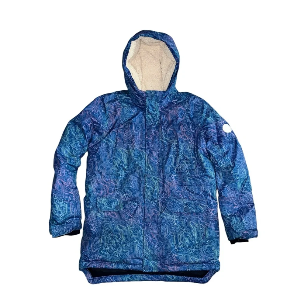 Land's End Kids Expedition Blue Down Waterproof Winter Parka Size XL 14